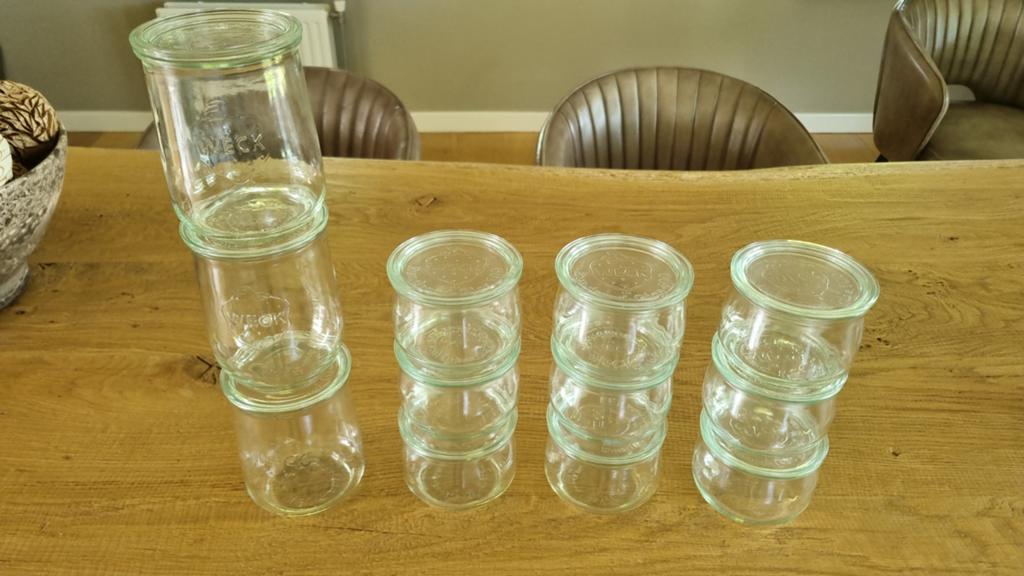 Weck potten 9x 1/2 liter. 3x 1 liter, Ophalen of Verzenden, Glas, Pot, Bus of Blik