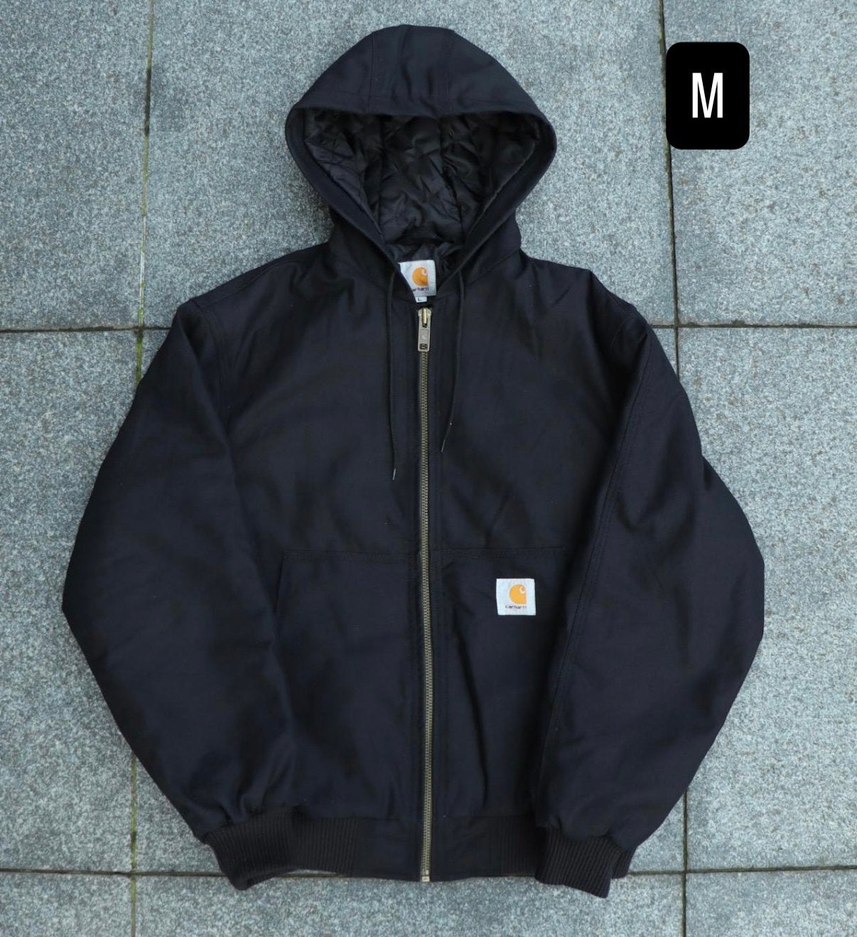 Reworked Carhartt active / detroit jacket jas SIZE M, Ophalen of Verzenden, Zo goed als nieuw, Maat 48/50 (M), Zwart