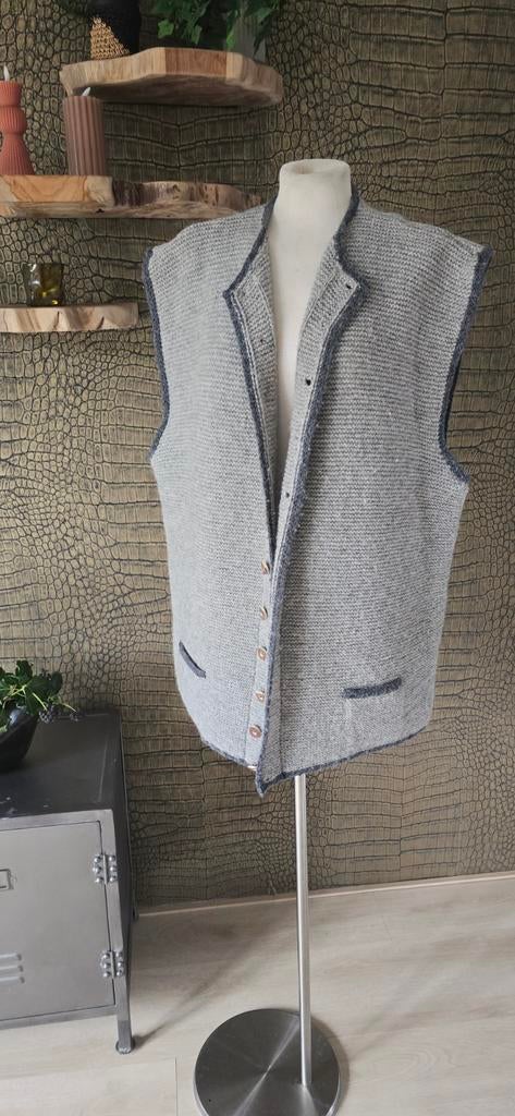 Wollen vest gilet XXL handmade mouwloos vest zuiver wol, Maat 56/58 (XL), Ophalen of Verzenden, Zo goed als nieuw, Grijs