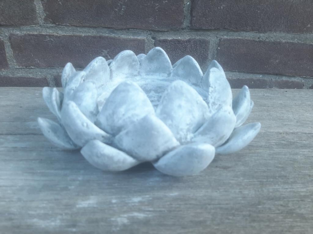 Betonnen lotus bak schaal bloempot tuinbeeld beton, Ophalen of Verzenden