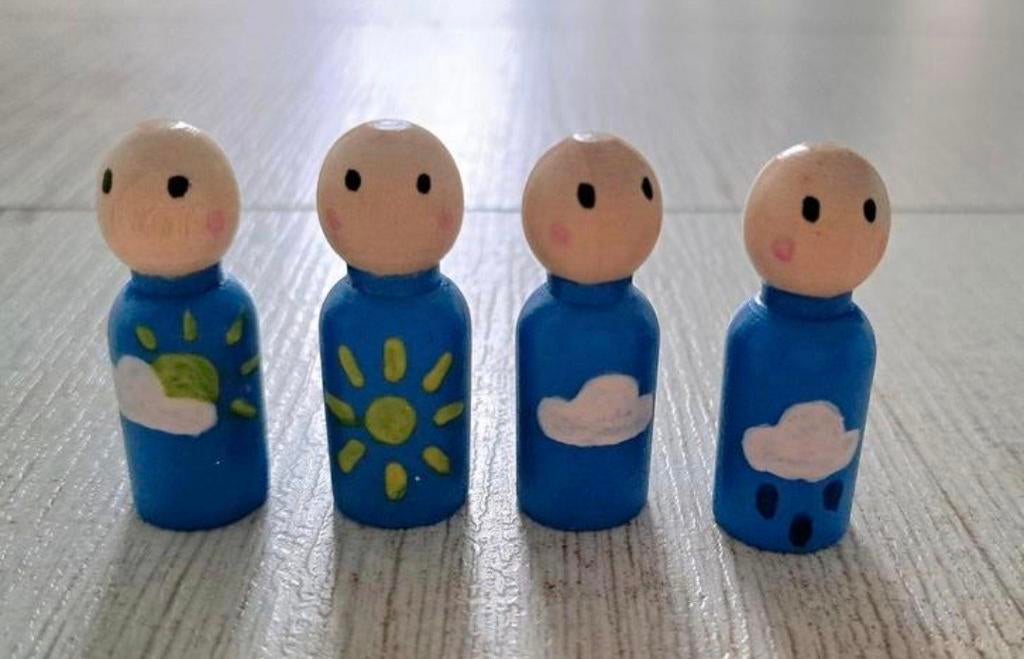 Houten Peg Dolls Weer Thema, Ophalen of Verzenden, Nieuw