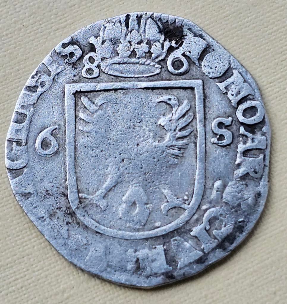 Zeldzame Rijderschelling Nijmegen 1686, Ophalen of Verzenden, Overige landen, Losse munt, Zilver
