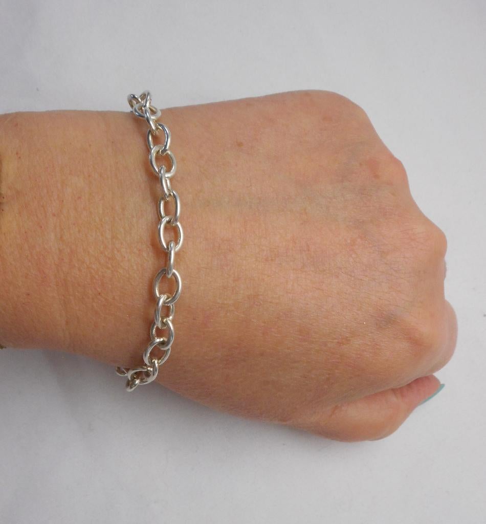 Zilveren schakel armband met staaf slot nr.1316