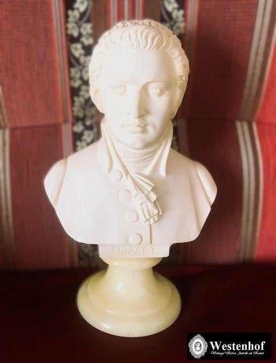 Gesigneerd componist buste Mozart borstbeeld op onyx