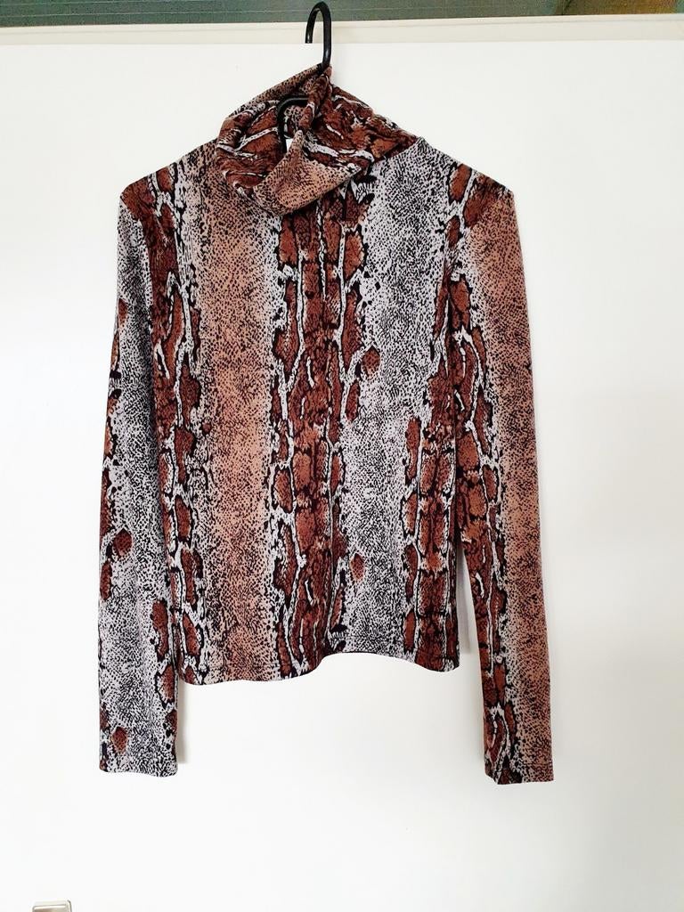 Top slangenprint Zara, Kleding | Dames, Tops, Bruin, Zara, Ophalen of Verzenden, Zo goed als nieuw