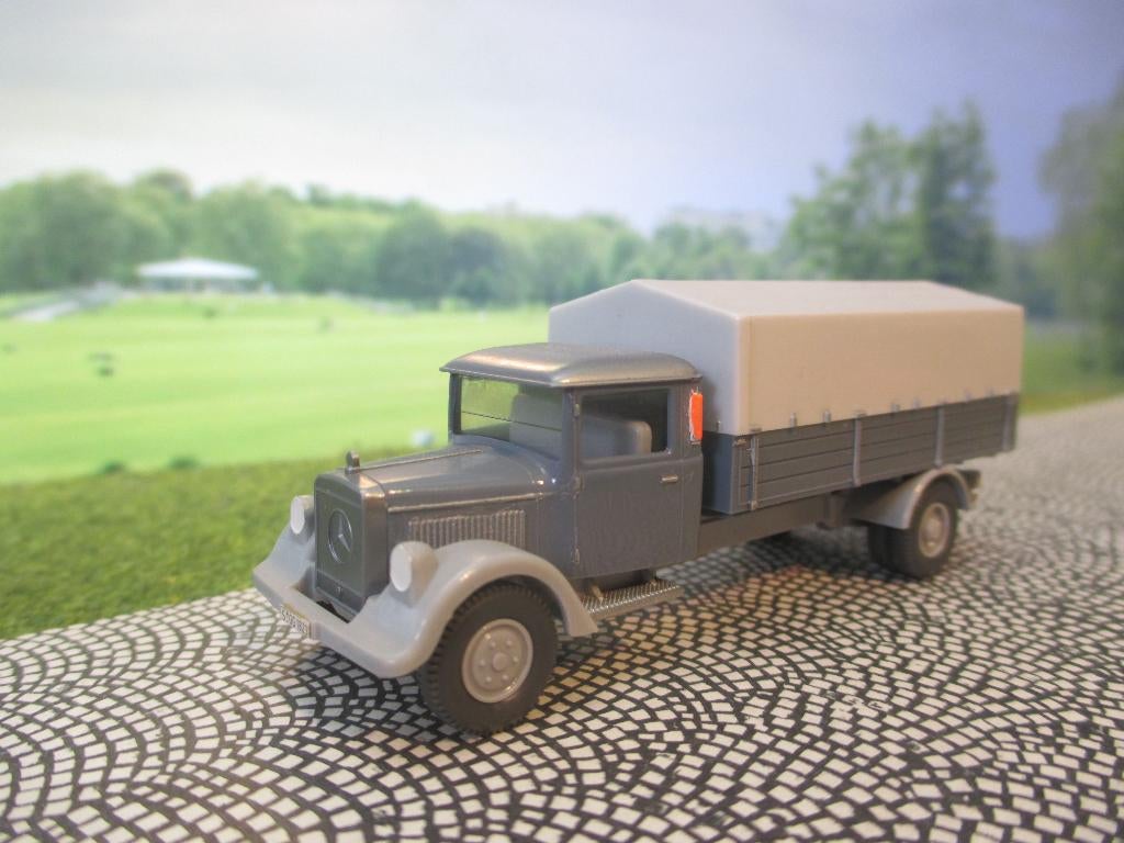 Mercedes Benz L2500 - Wiking graublau, Hobby en Vrije tijd, Modelauto's | 1:87, Gebruikt, Bus of Vrachtwagen, Wiking, Ophalen of Verzenden