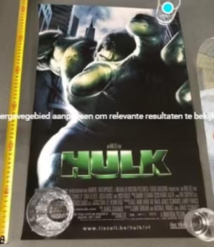 De hulk film poster België rek, Ophalen of Verzenden, Zo goed als nieuw, A1 t/m A3, Film en Tv