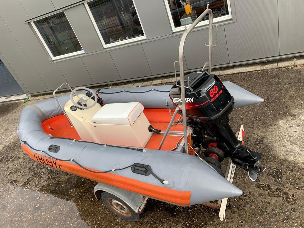 Avon Searider 4.2 RIB met Mercury 60pk 2-takt + trailer, Watersport en Boten, Ophalen, Gebruikt, Benzine, Aluminium