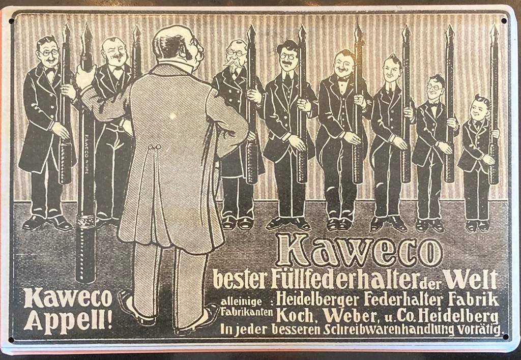 Reclamebordje Kaweco (replica), Overige merken, Verzenden, Overige typen, Zo goed als nieuw