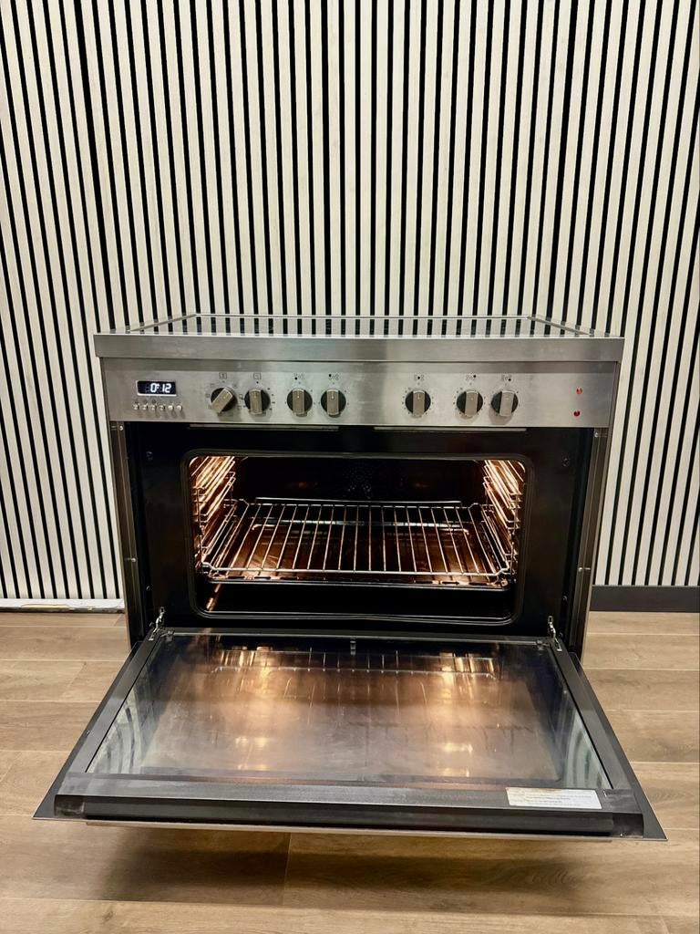 Luxe M-System keramische Fornuis met 5 zones RVS 90 cm, 60 cm of meer, Fornello Esperta, Grill, Ophalen of Verzenden