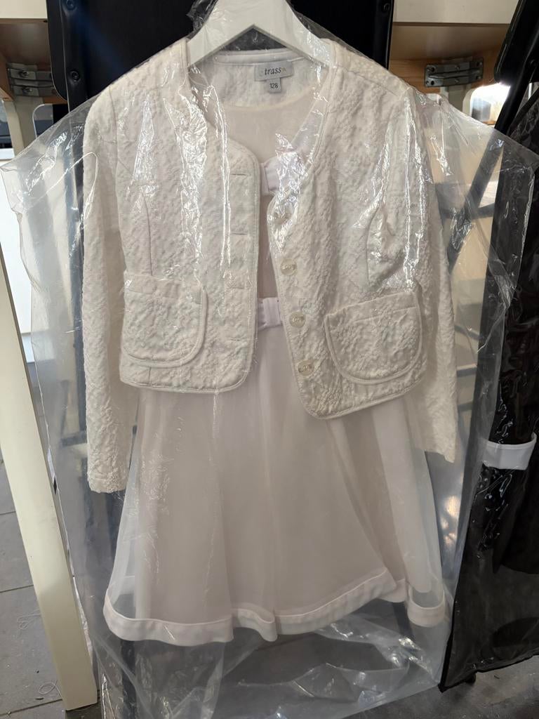Strass Communie Jurk Maat 128, Kinderen en Baby's, Kinderkleding | Schoenen en Sokken, Ophalen of Verzenden, Zo goed als nieuw