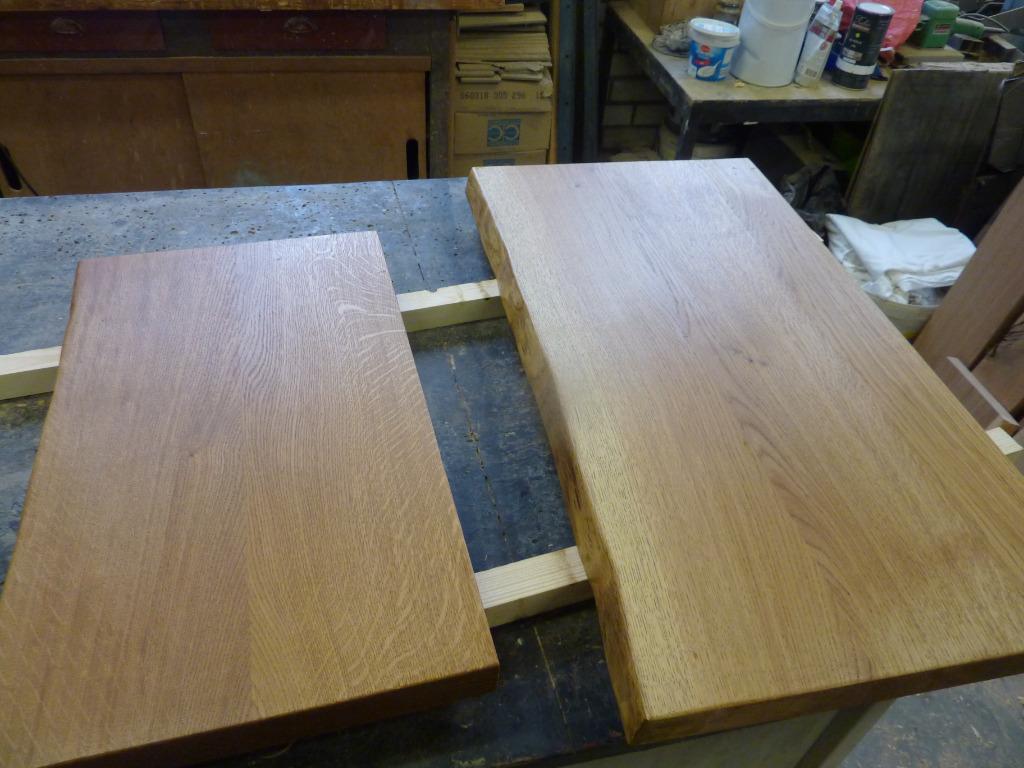 wandplank, plank massief eiken, wastafel,boomstamrand, recht, Ophalen of Verzenden, Nieuw
