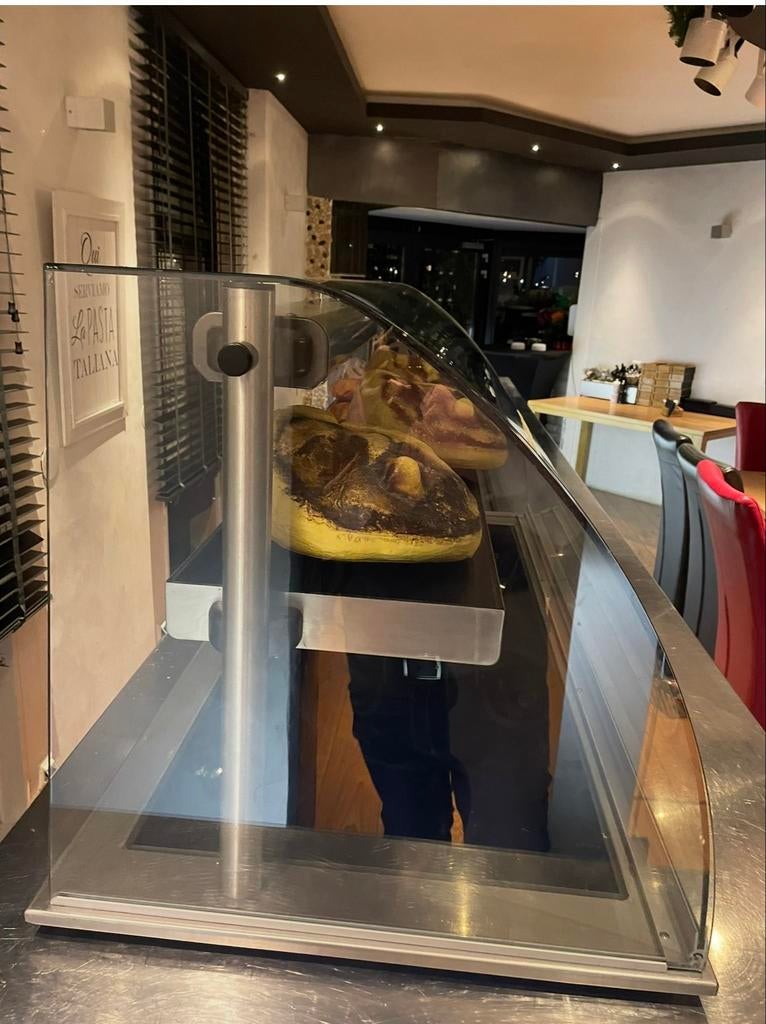 Mooie warmhoudvitrine met gebogen glas, Zakelijke goederen, Ophalen of Verzenden, Gebruikt, Overige typen