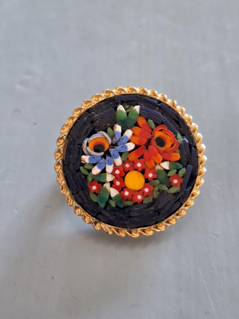 Vintage micro mozaïek broche, Ophalen of Verzenden