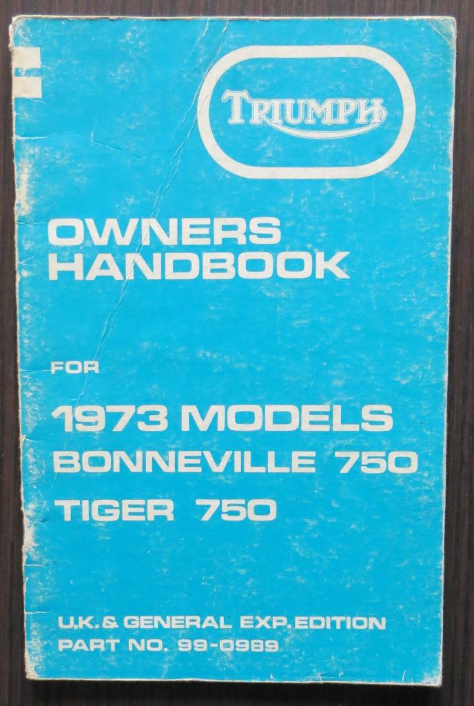 Triumph Owner's Handbook 750cc twins - UK & Export ed. 1973, Motoren, Verzenden, Triumph