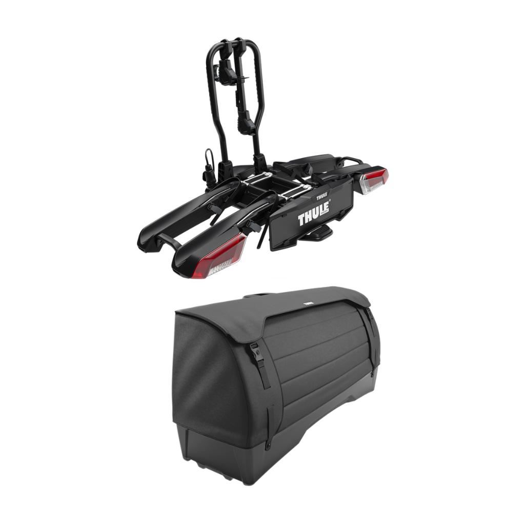 Thule fietsdrager met bagagebox voor €1469,00 bij de Eend, Ophalen, Elektrische fiets, Nieuw, 2 fietsen