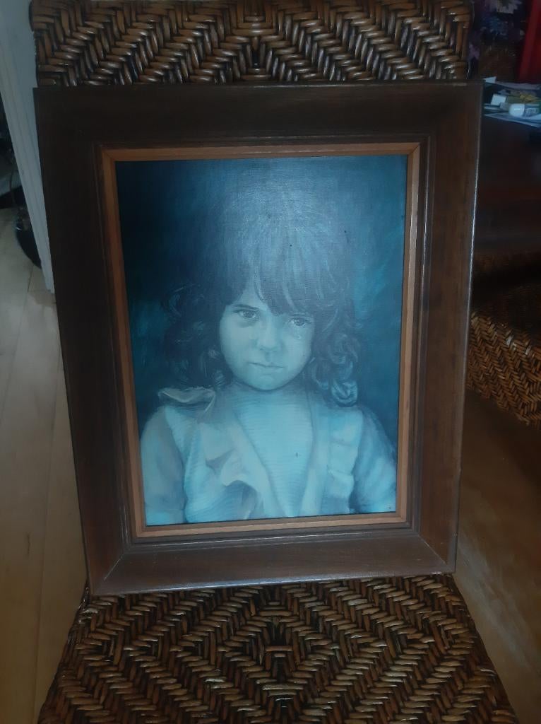 Schilderij zigeuner meisje met traan 40 cm X 50 cm, Ophalen of Verzenden