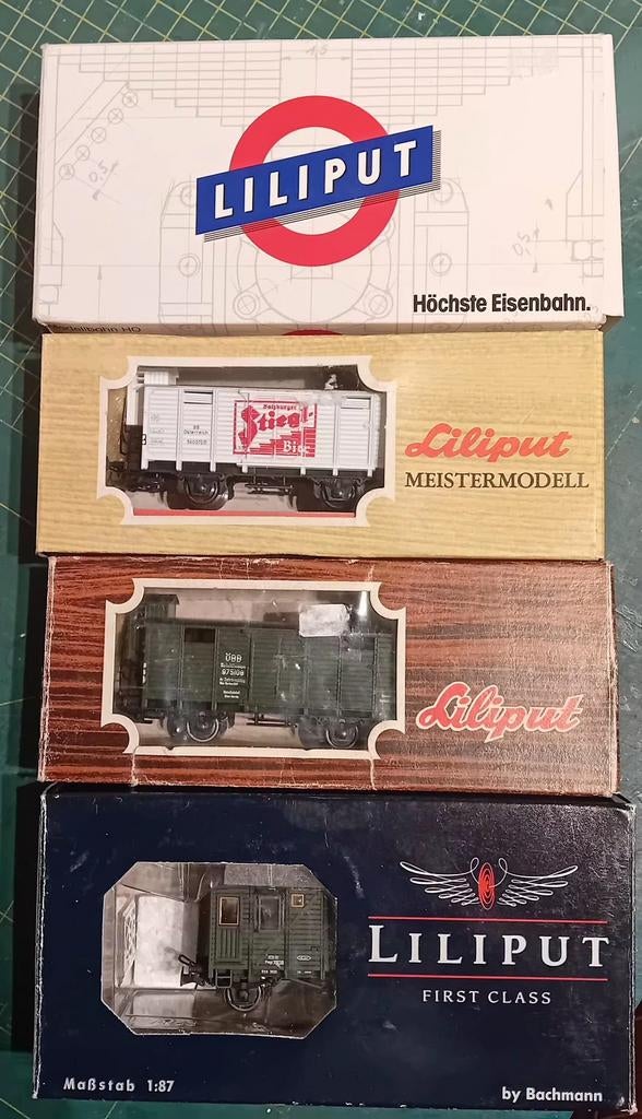 LILIPUT  Set van 4  goederenwagons, Hobby en Vrije tijd, Modeltreinen | H0, Gebruikt, Gelijkstroom, Wagon, Ophalen of Verzenden