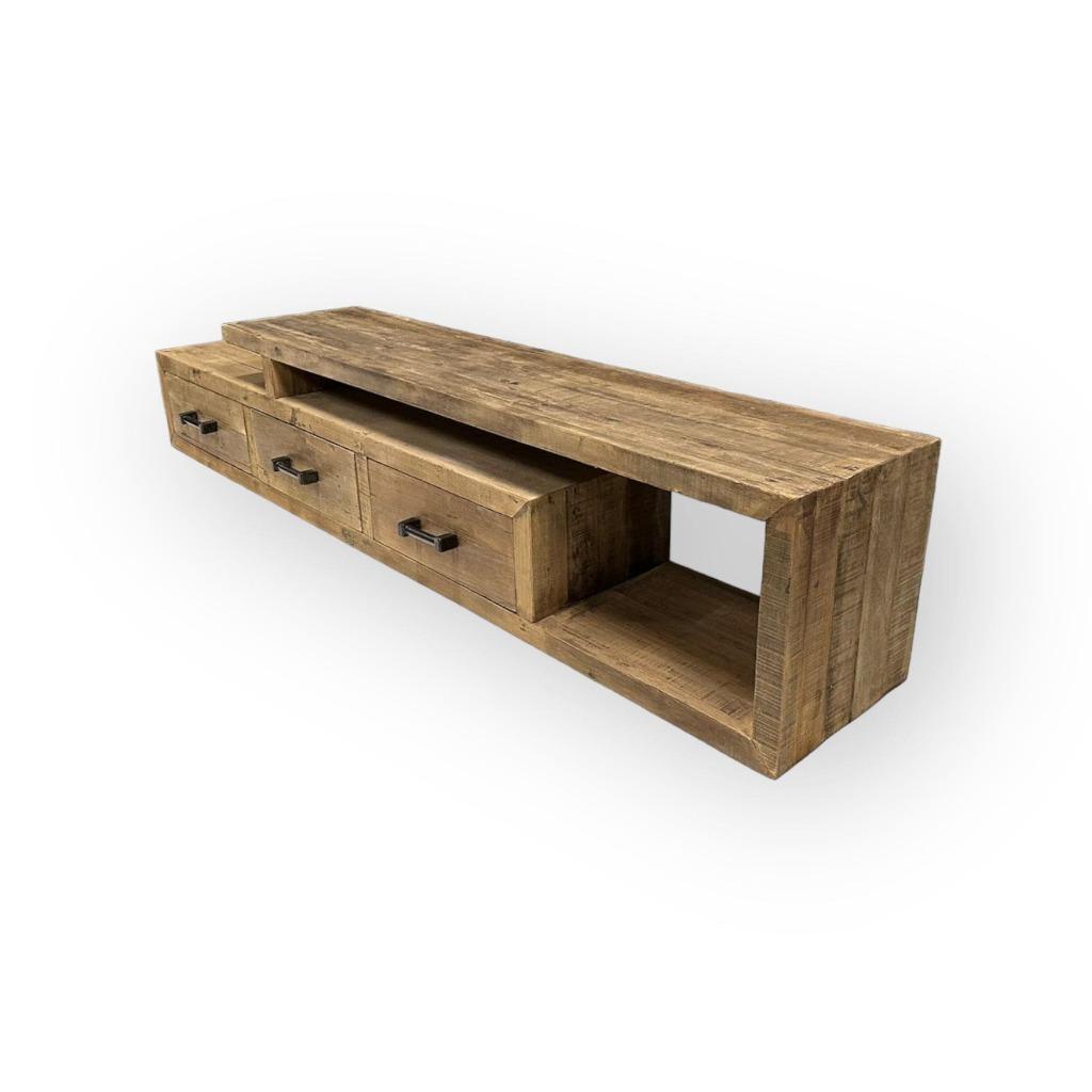 teak tv meubel 225 cm - levels, Gebruikt, Ophalen of Verzenden, 200 cm of meer, Minder dan 100 cm