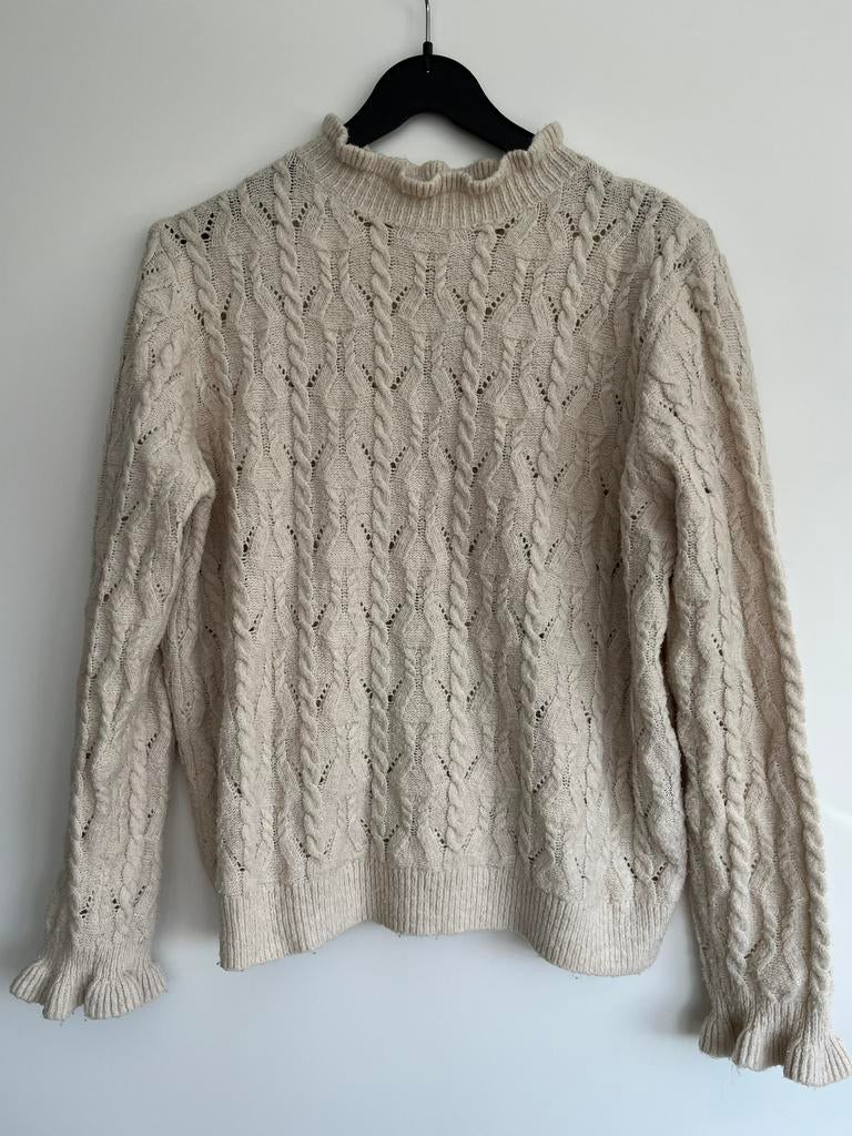 Millenium kabelgebreide/ajourtrui maat S/M, Kleding | Dames, Truien en Vesten, Zo goed als nieuw, Maat 36 (S), Beige, Ophalen of Verzenden