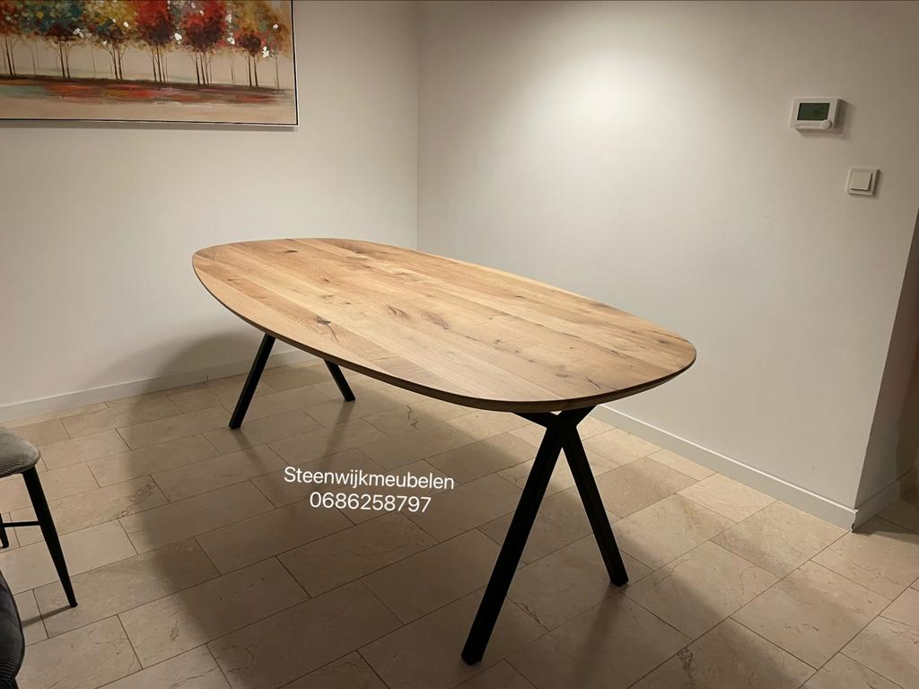 Eiken deens ovaal boomstamtafel rond massief grote vooraad, Huis en Inrichting, Tafels | Eettafels, Ophalen of Verzenden, Nieuw