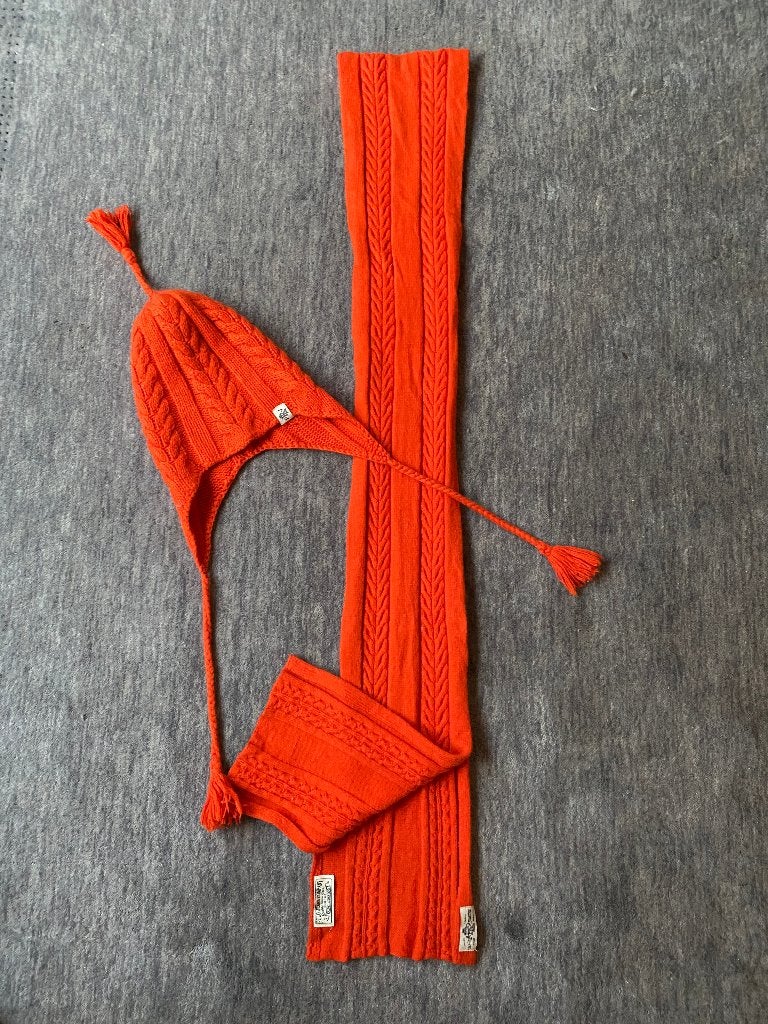 Nieuw - Oranje Ralph Lauren Muts & Sjaal Set - S/M, Ralph Lauren, Nieuw, Overige maten, Ophalen of Verzenden