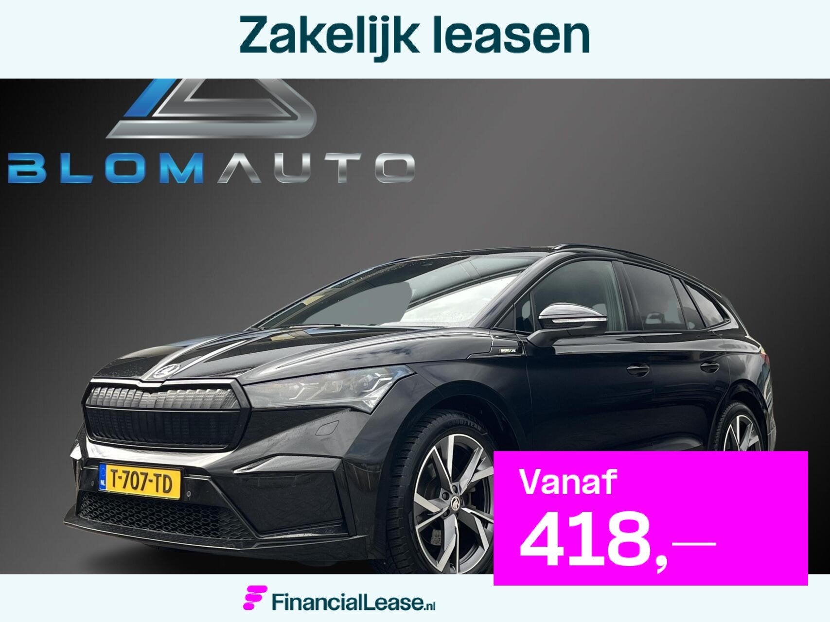 Skoda Enyaq iV 80 Sportline 204PK BTW ACC+TREKHAAK+KEYLESS, Achterwielaandrijving, Gebruikt, Zwart, 80 kWh
