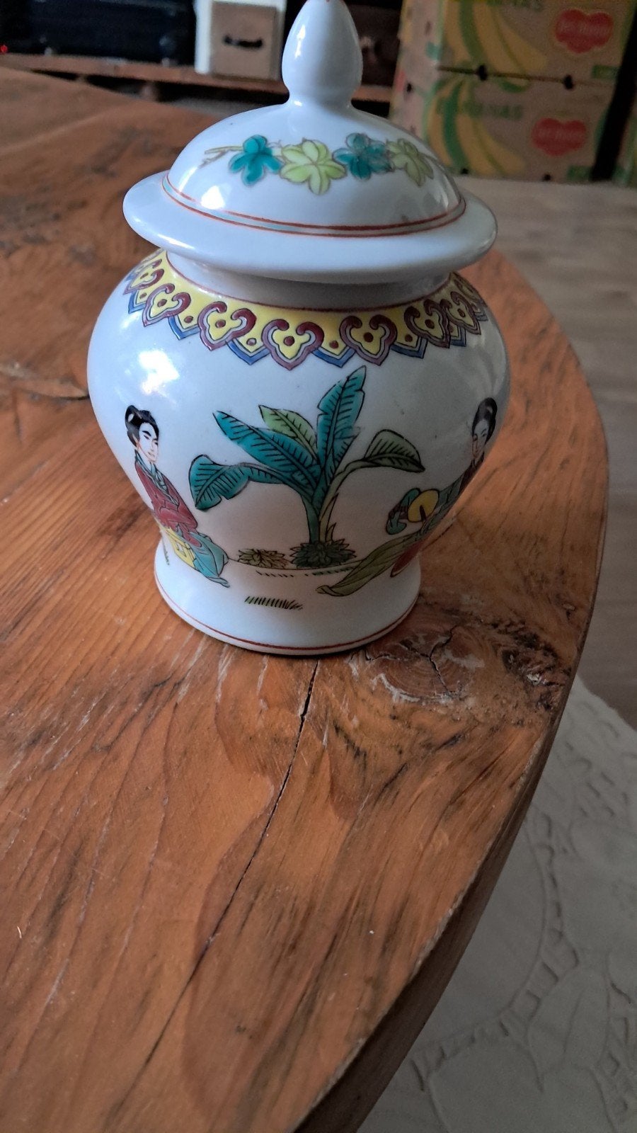 Prachtige 15 cm Vintage Chinese Gemberpot met Deksel – Jingd, Antiek en Kunst, Ophalen of Verzenden