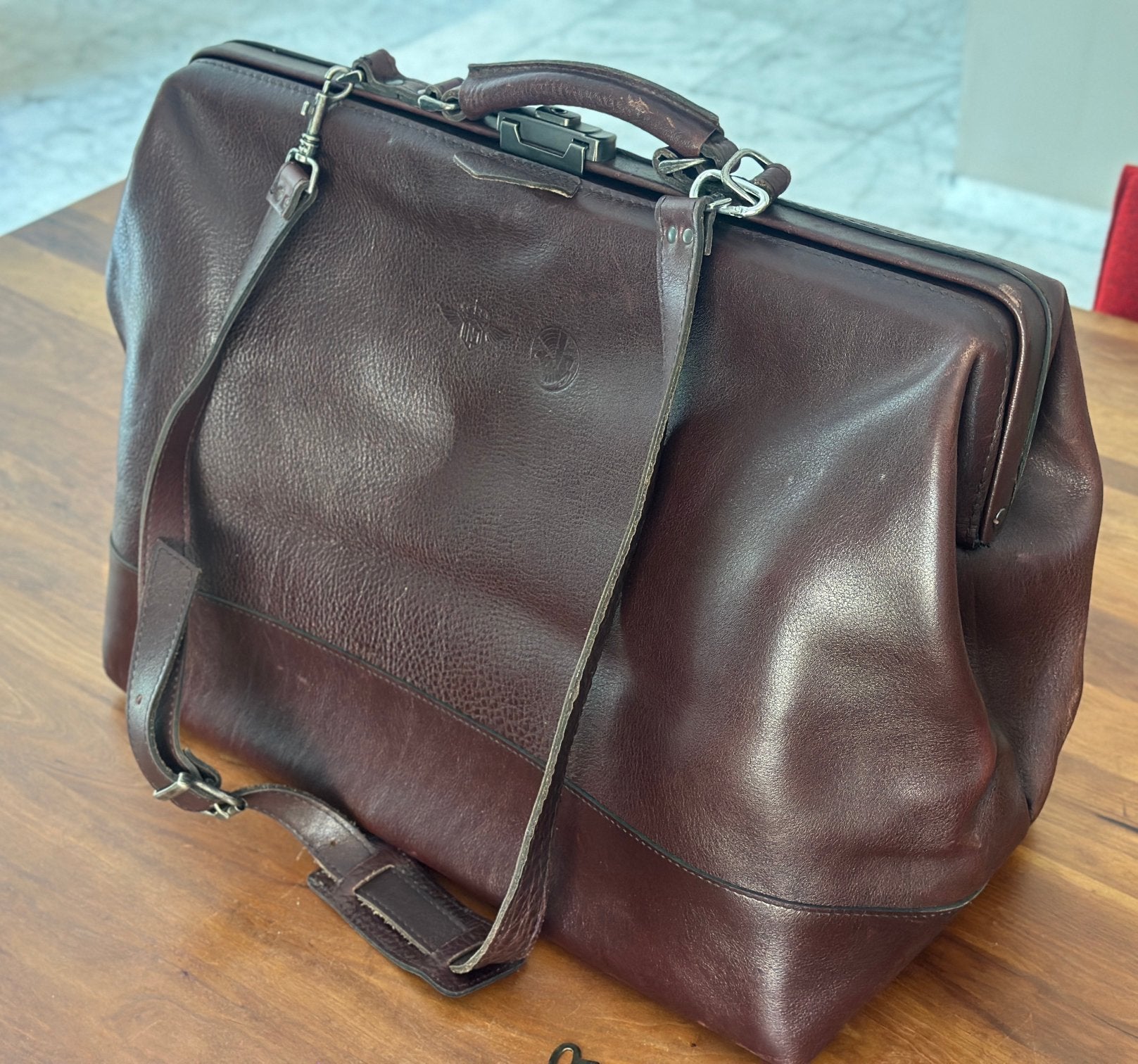 Vintage Leren Dokterstas / Aktetas - Bruin, Ophalen, 40 tot 60 cm, 20 tot 30 cm, Bruin