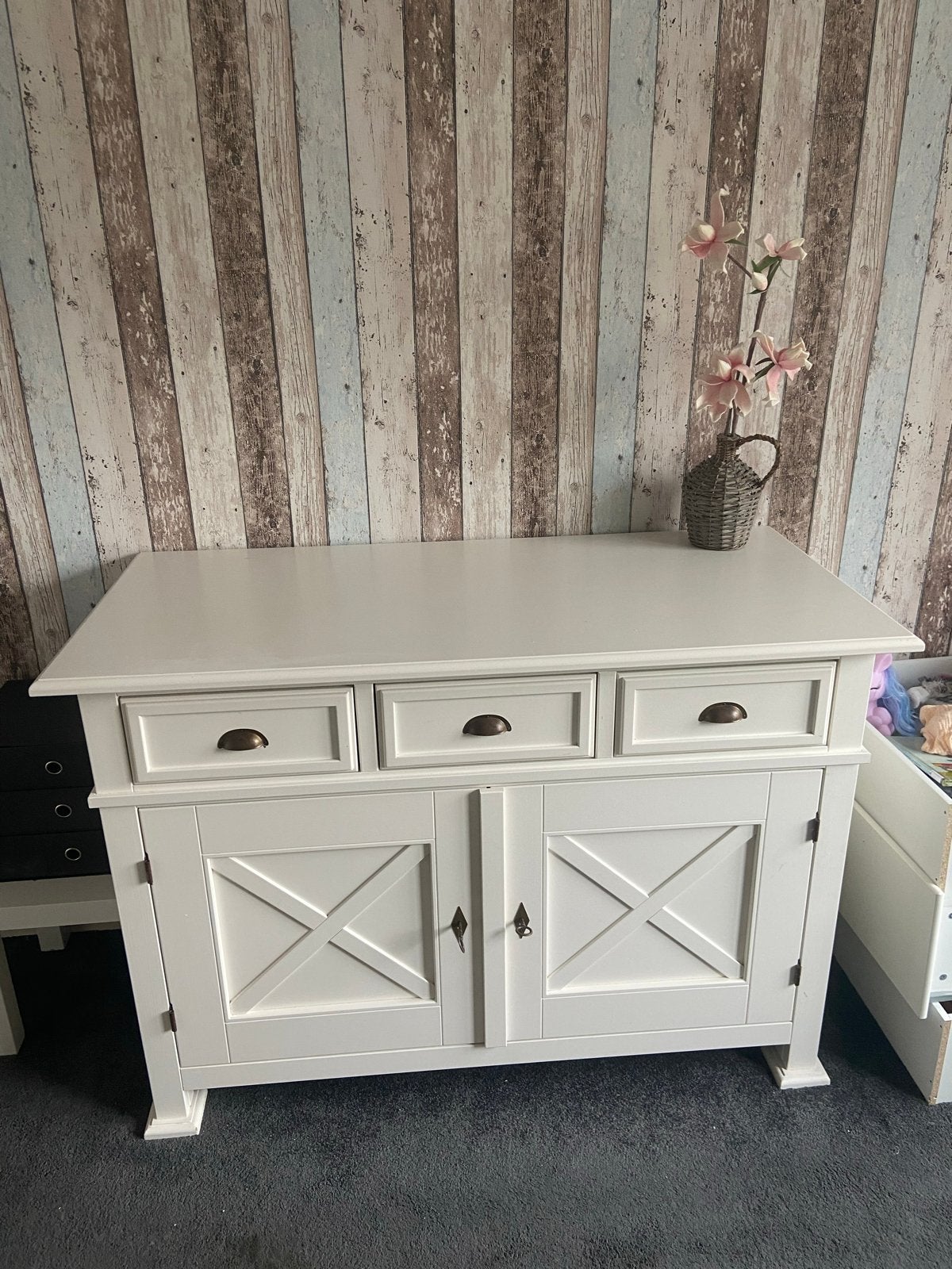 Witte commode en kast( new england ), Ophalen, Gebruikt, 50 tot 70 cm, 100 cm of meer