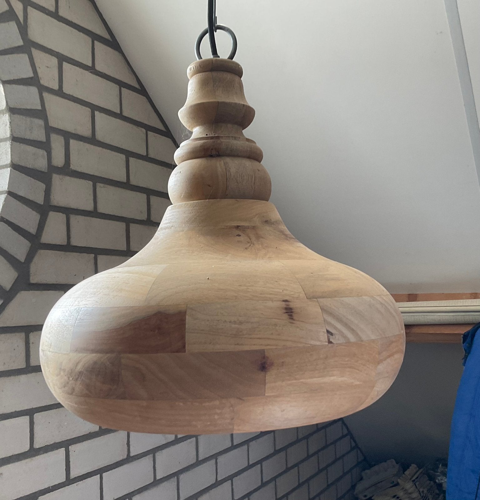 Hanglamp, Ophalen, Zo goed als nieuw, Hout, E27 (groot)