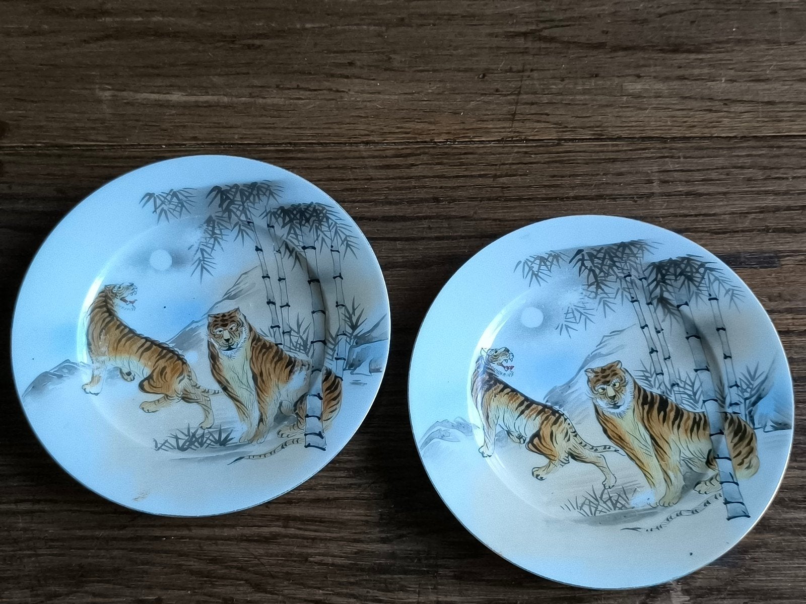 porselein bord 2x handbeschilderd, Ophalen of Verzenden