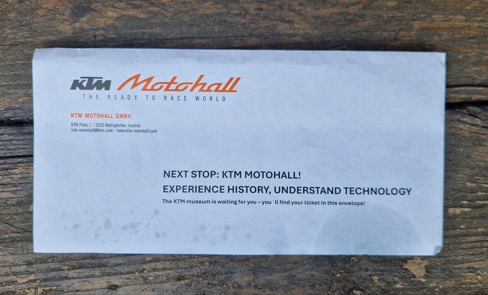 Toegangskaartje KTM Motohall, Tickets en Kaartjes, Eén persoon