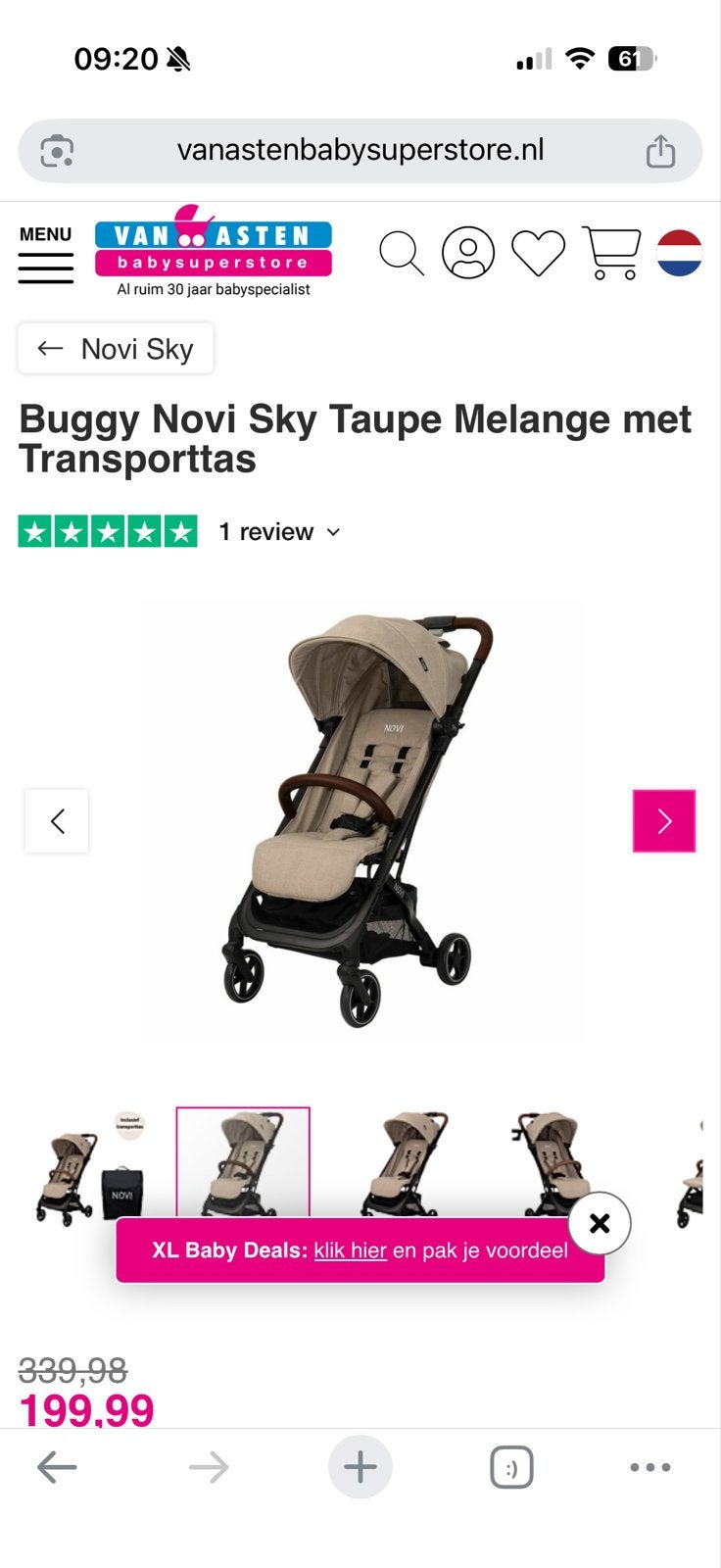 Novi Sky Buggy Taupe Melange - Nieuw in doos, Ophalen, Nieuw, Kinderwagen, Overige merken