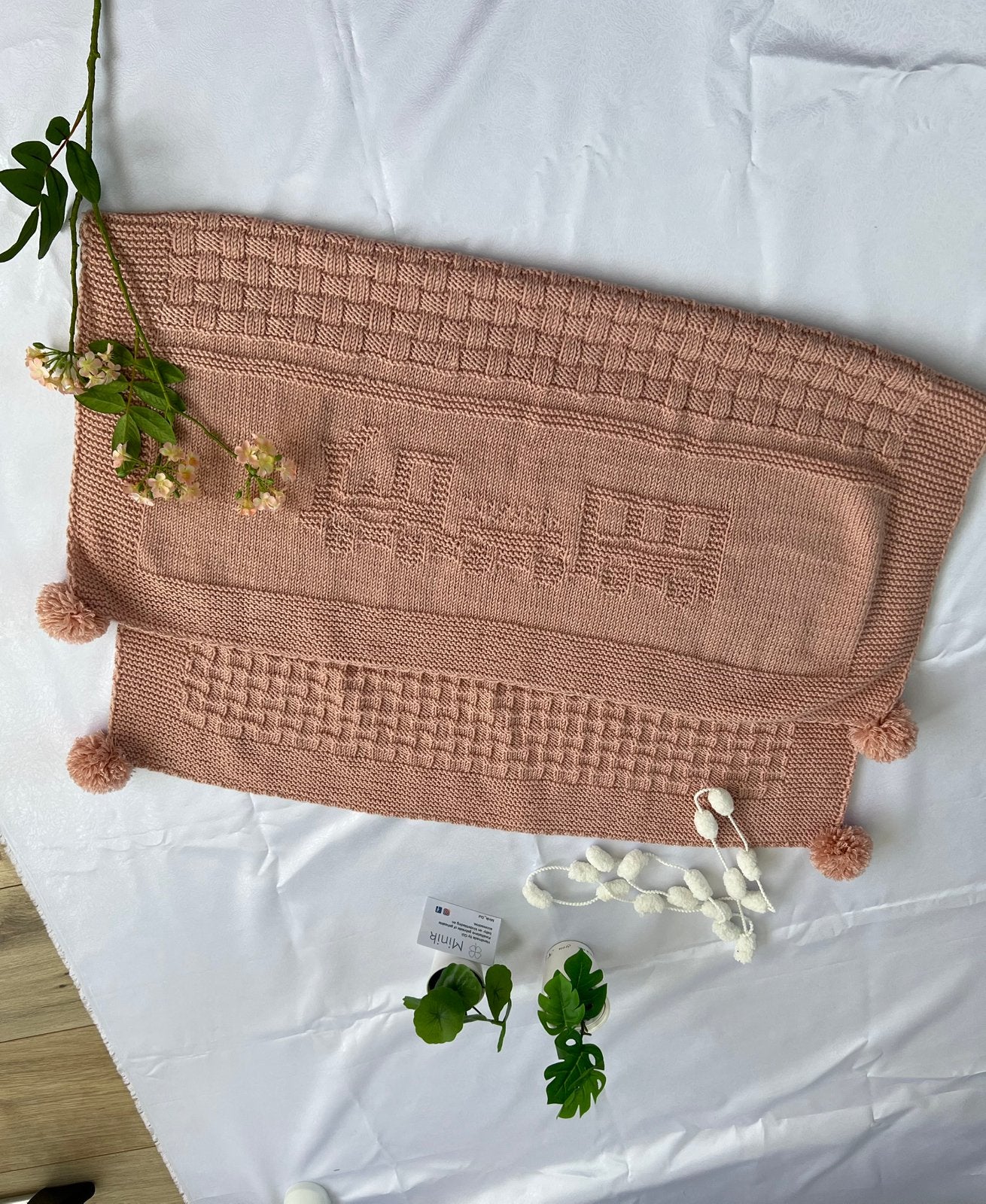Baby deken gebreid 90x90cm. Kleur een oudroze, Overige kleuren, Nieuw, 90 cm, Ademend