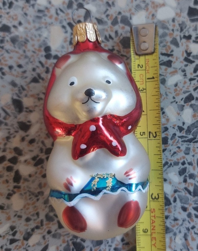 Kerstbal Kerstornament beertje met sjaaltje om, Diversen, Kerst, Ophalen of Verzenden, Zo goed als nieuw