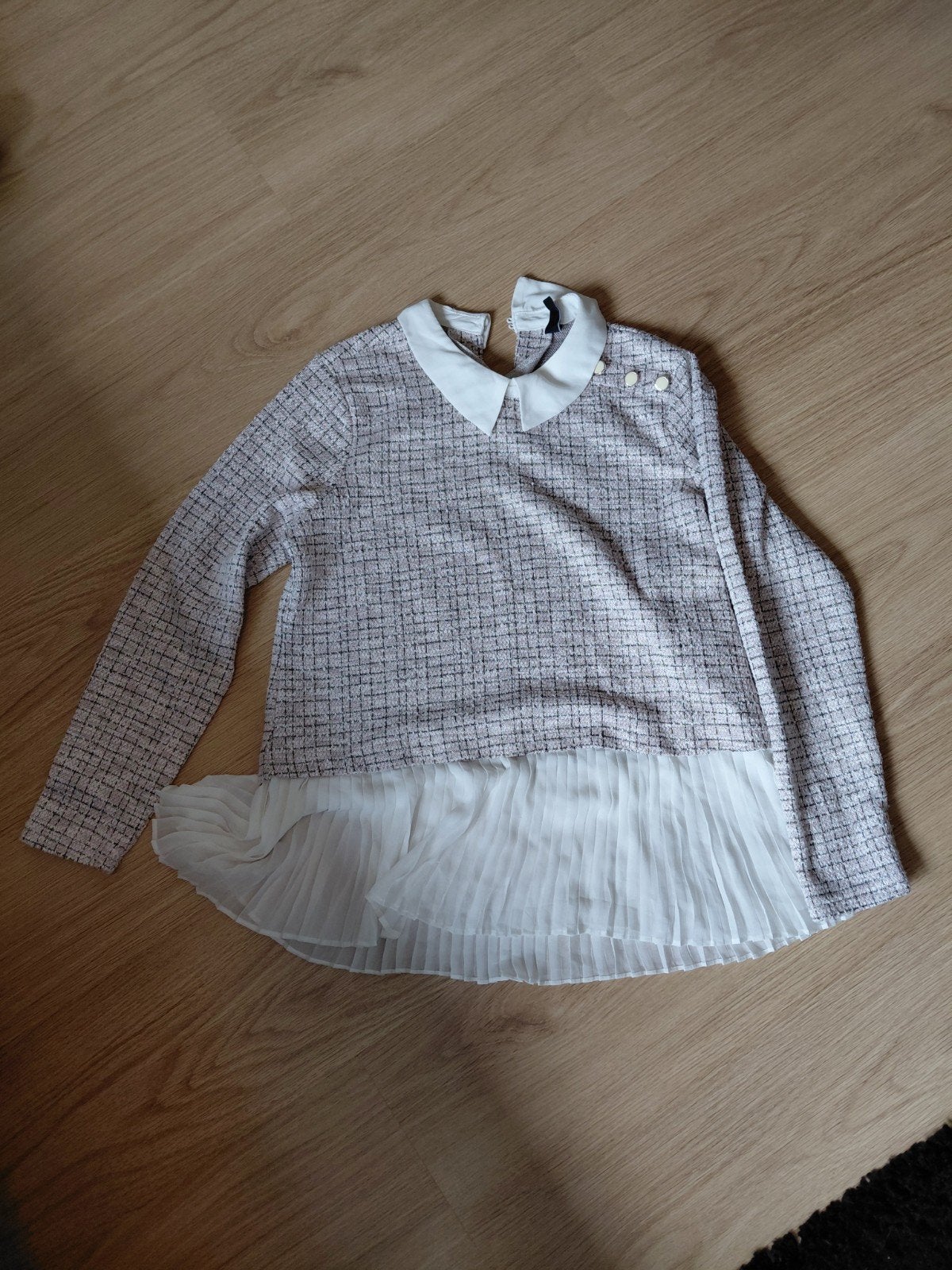 AMISU Blouse met Peter Pan kraag en plooien - Maat L, Meerkleurig, Maat 42/44 (L), Ophalen of Verzenden, Zo goed als nieuw