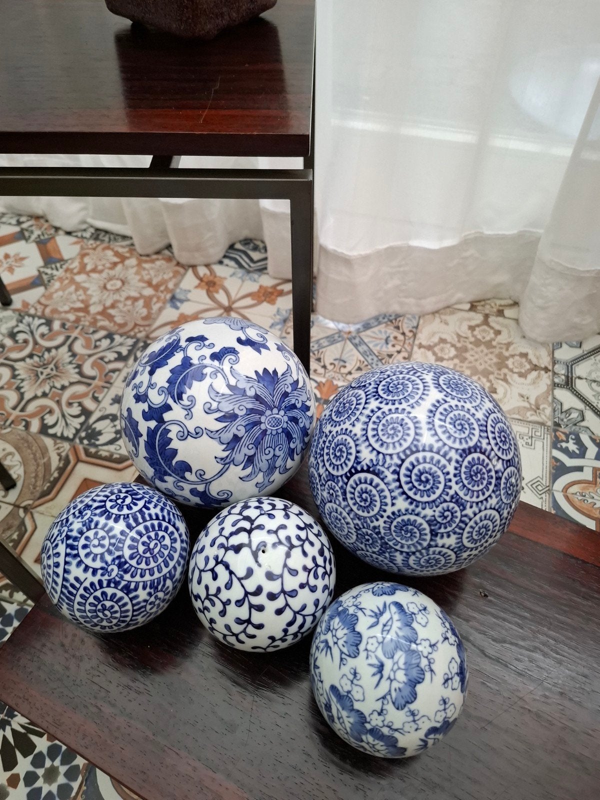 Set van 5 Delfts blauw aardewerk decoratieballen, Ophalen