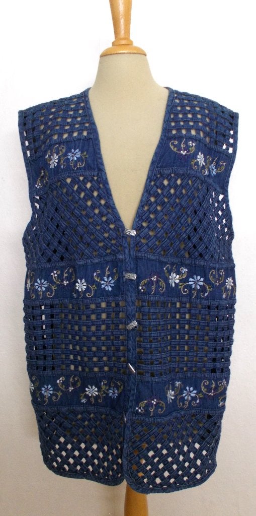Apart folklore spijker gilet met borduursels! L, Maat 42/44 (L), Zo goed als nieuw, Zonder mouw, Verzenden