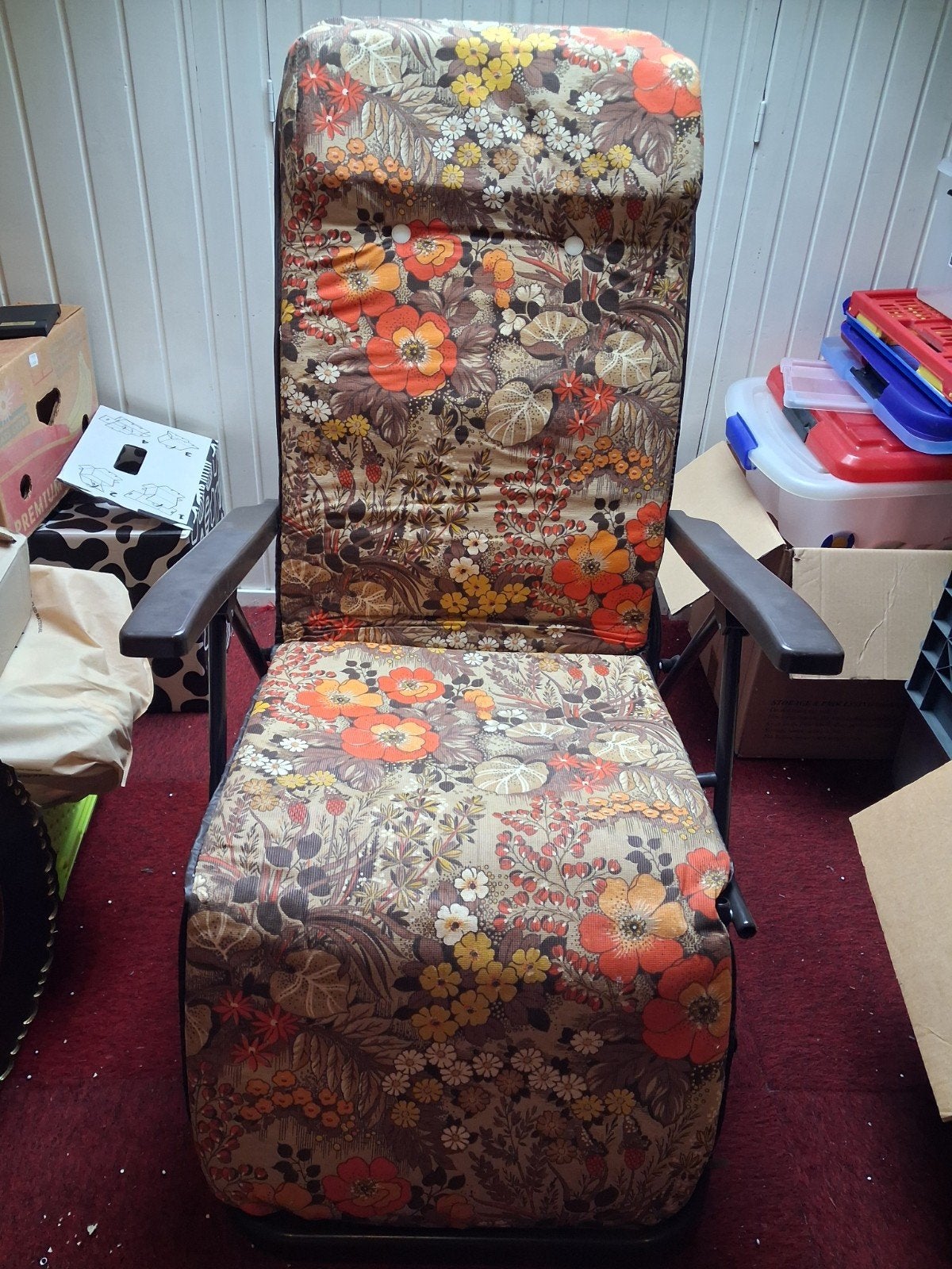 Vintage bloemenprint relaxfauteuil, Ophalen, Vintage, Retro, Bloemenprint, Gebruikt, Overige kleuren