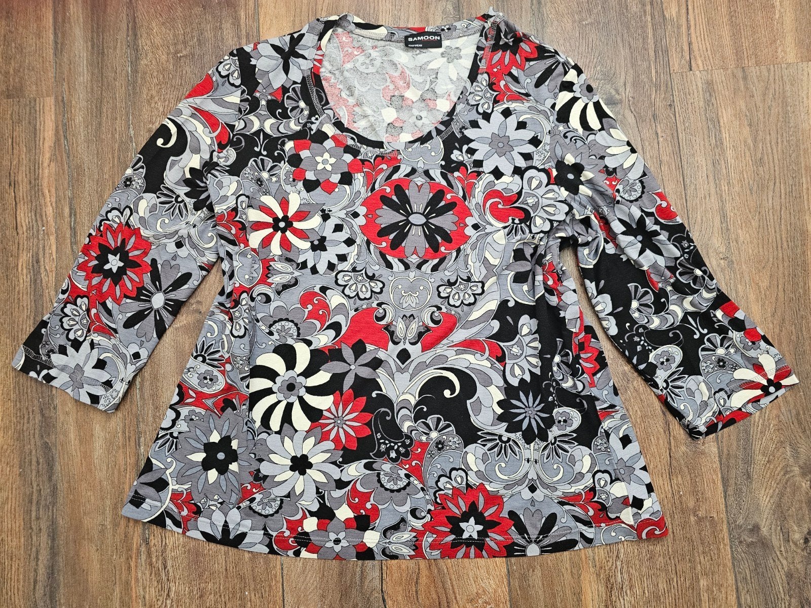 Samoon prachtig shirt mt 46 in zeer goede staat, Ophalen of Verzenden, Zo goed als nieuw, Maat 46/48 (XL) of groter, Korte mouw