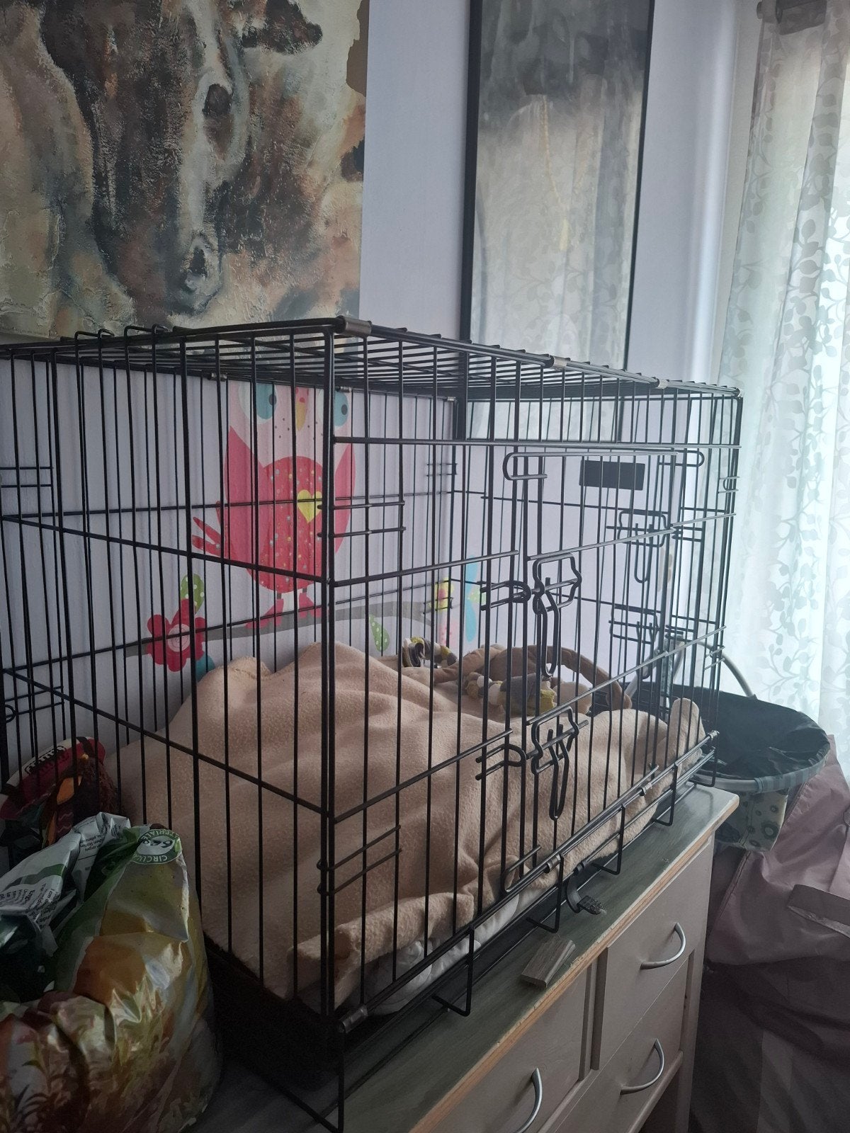 Te koop zwarte Bench voor kleine hond, bv Malthezer., Ophalen, Zo goed als nieuw