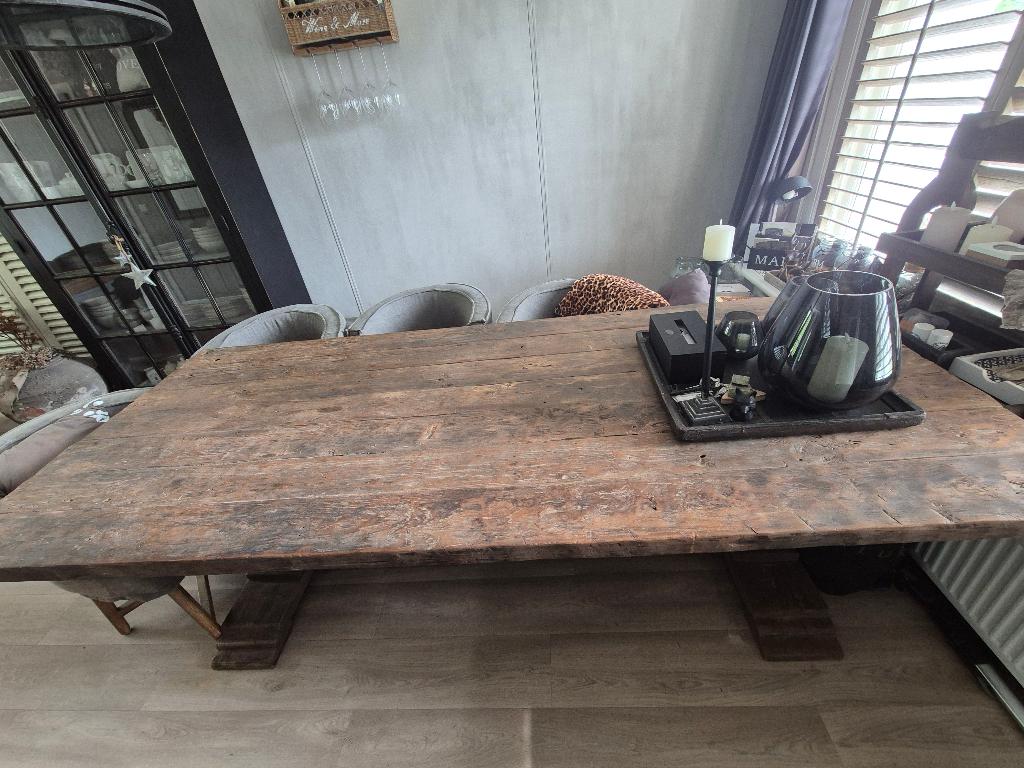 Titel: Robuuste/landelijke eettafel 240 cm MetLandelijkLabel, Ophalen, Gebruikt, 100 tot 150 cm, 200 cm of meer