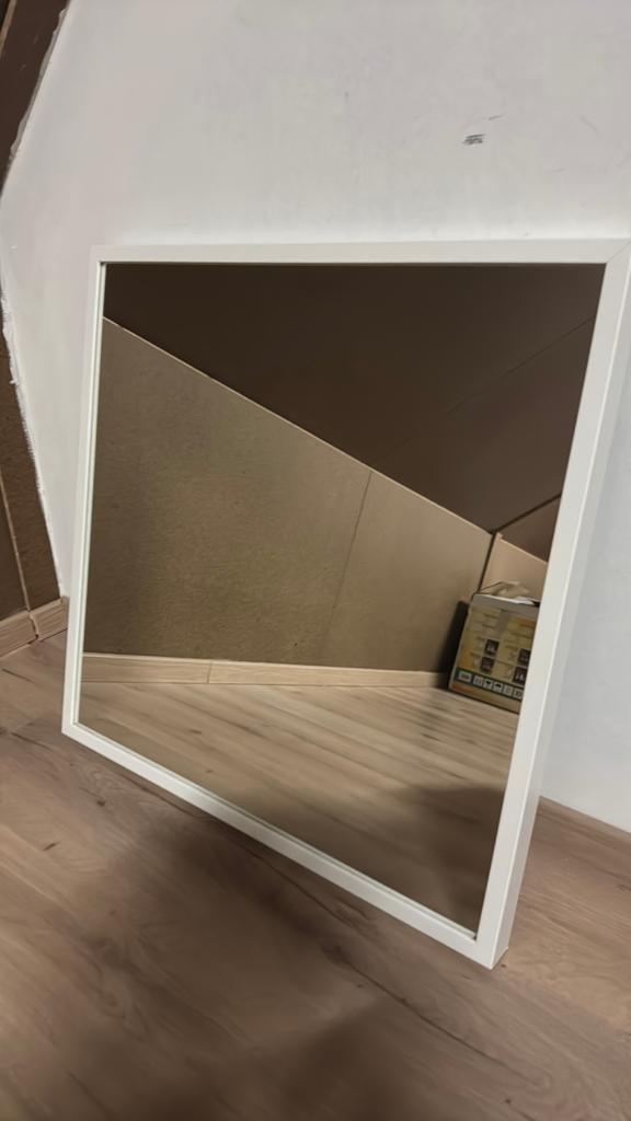 IKEA Stave spiegel, wit, 70x70 cm, Ophalen, Gebruikt, Vierkant, Minder dan 100 cm