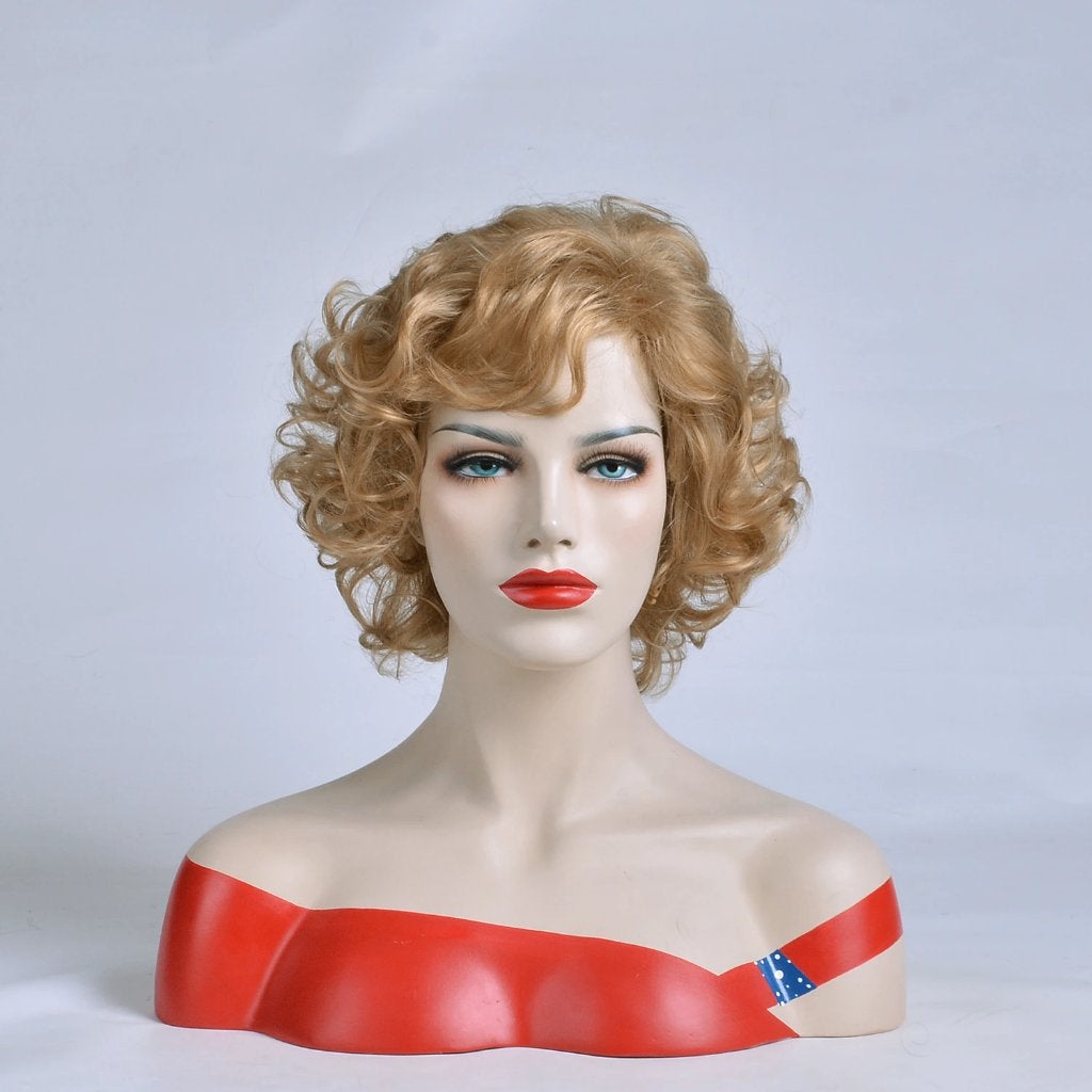 Dames Halflange Blonde Krullen Pruik Haar Vrouwen Haren, Verzenden, Nieuw, Pruik of Haarverlenging