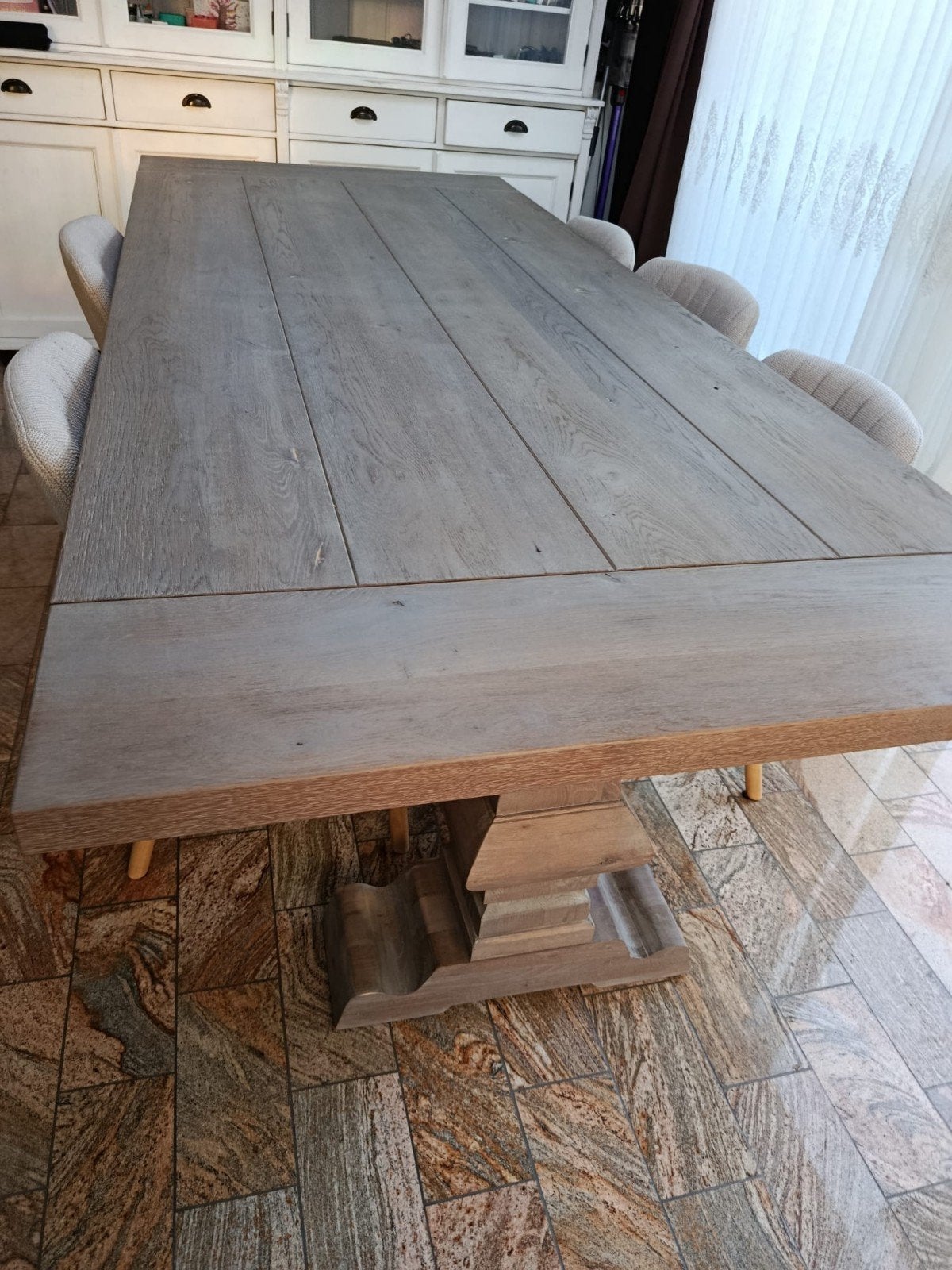 Eiken kloostertafel 210x110 cm, hoogte 80 cm, Ophalen, Gebruikt, 100 tot 150 cm, Eikenhout