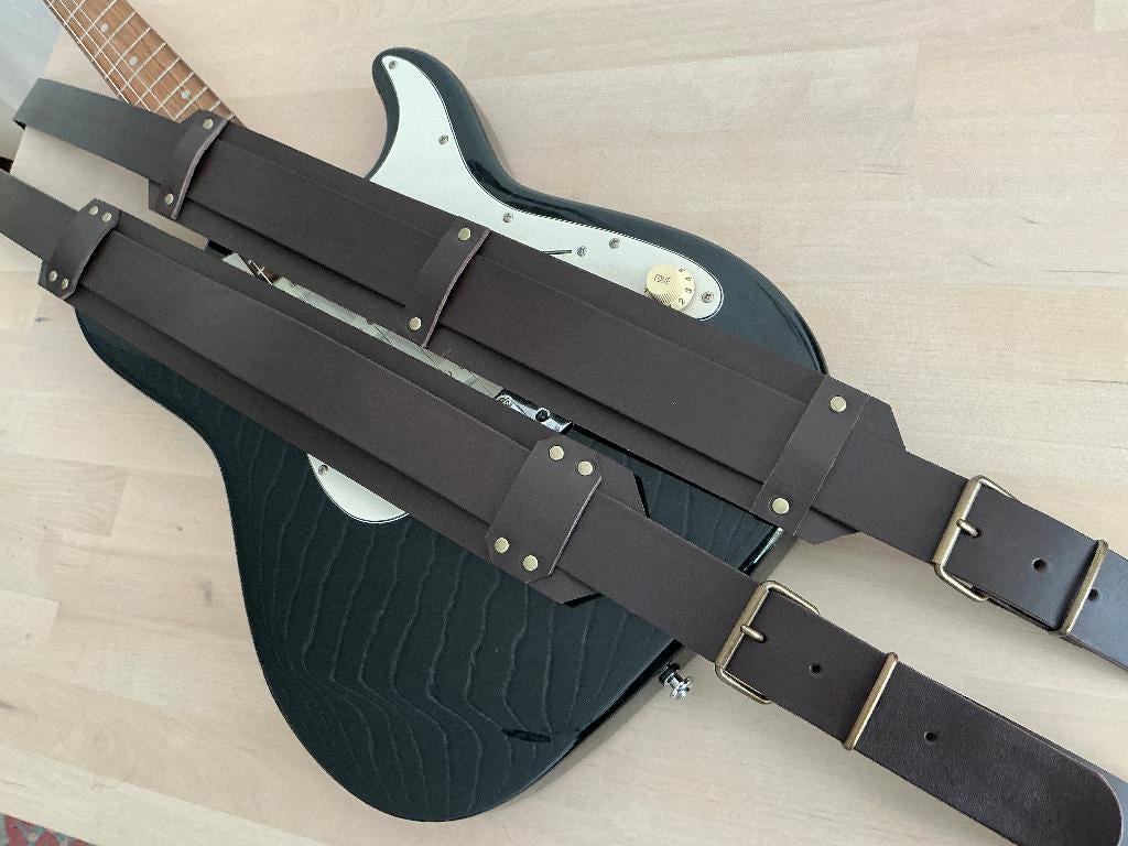 Gitaarband Leer donkerBruin 120 tot 168 cm lang Leer022b, Verzenden, Nieuw, Elektrische gitaar