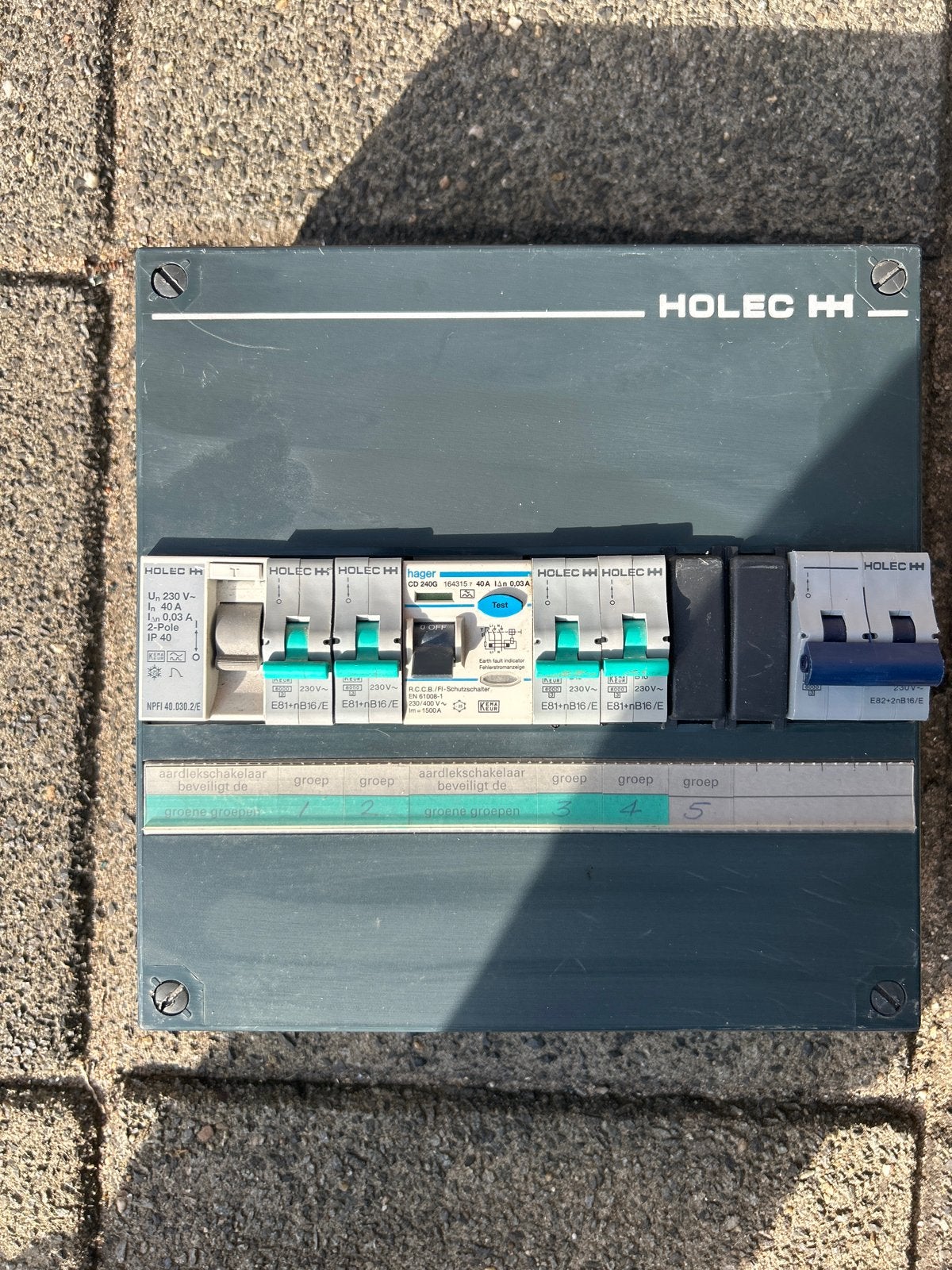 Holec Groepenkast met Aardlekschakelaars en Installatieautom, Ophalen of Verzenden, Gebruikt, Overige merken, Groepenkast