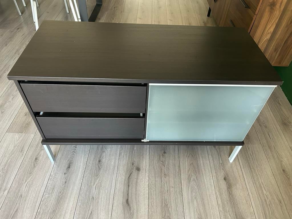 TV-meubel/dressoir met glazen schuifdeur - 114x66x50 cm, Huis en Inrichting, Kasten | Televisiemeubels, Ophalen, Gebruikt, 100 tot 150 cm