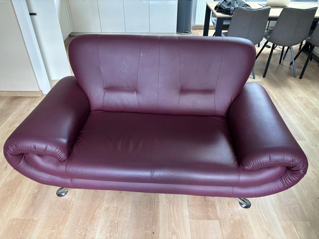 Tweepersoons bank rood, Ophalen, Gebruikt, 150 tot 200 cm, Tweepersoons